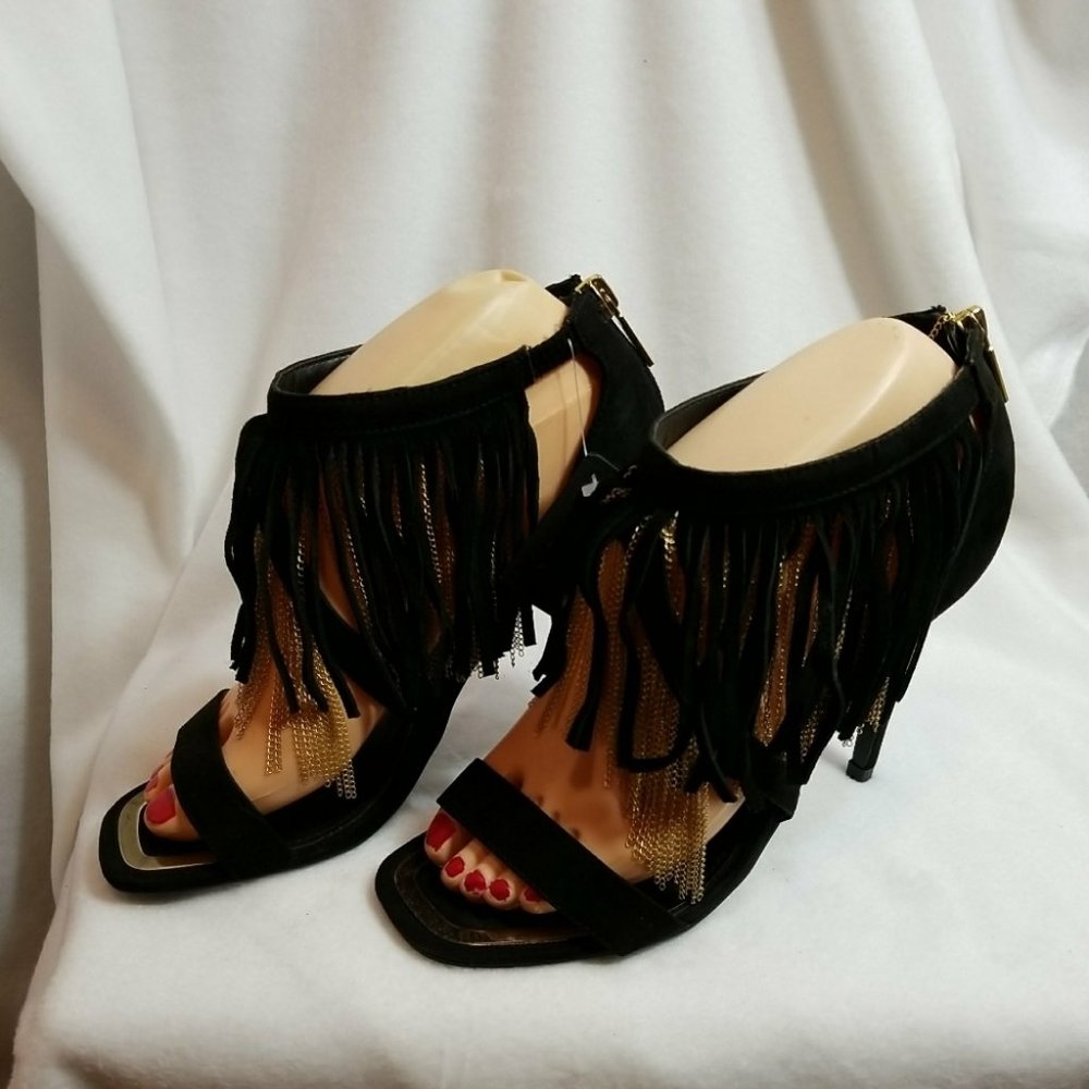 Express Runway Collection Gold Chain Fringes Stilettos Women's Heels Size 7 New - Picture 4 of 16